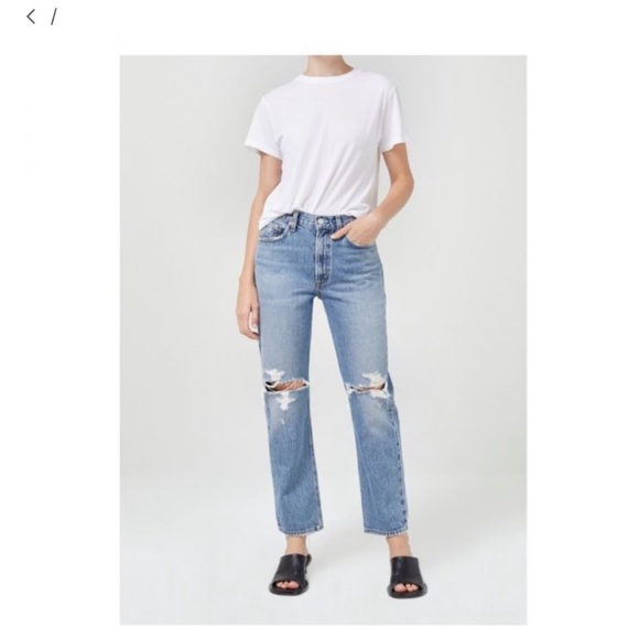 AGOLDE Mia Straight leg Distressed Jeans Rule size 24 light wash - Picture 2 of 15